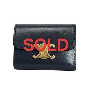 CELINE Compact Wallet Triomphe with Coin Compartment - Dark Navy 516-072925